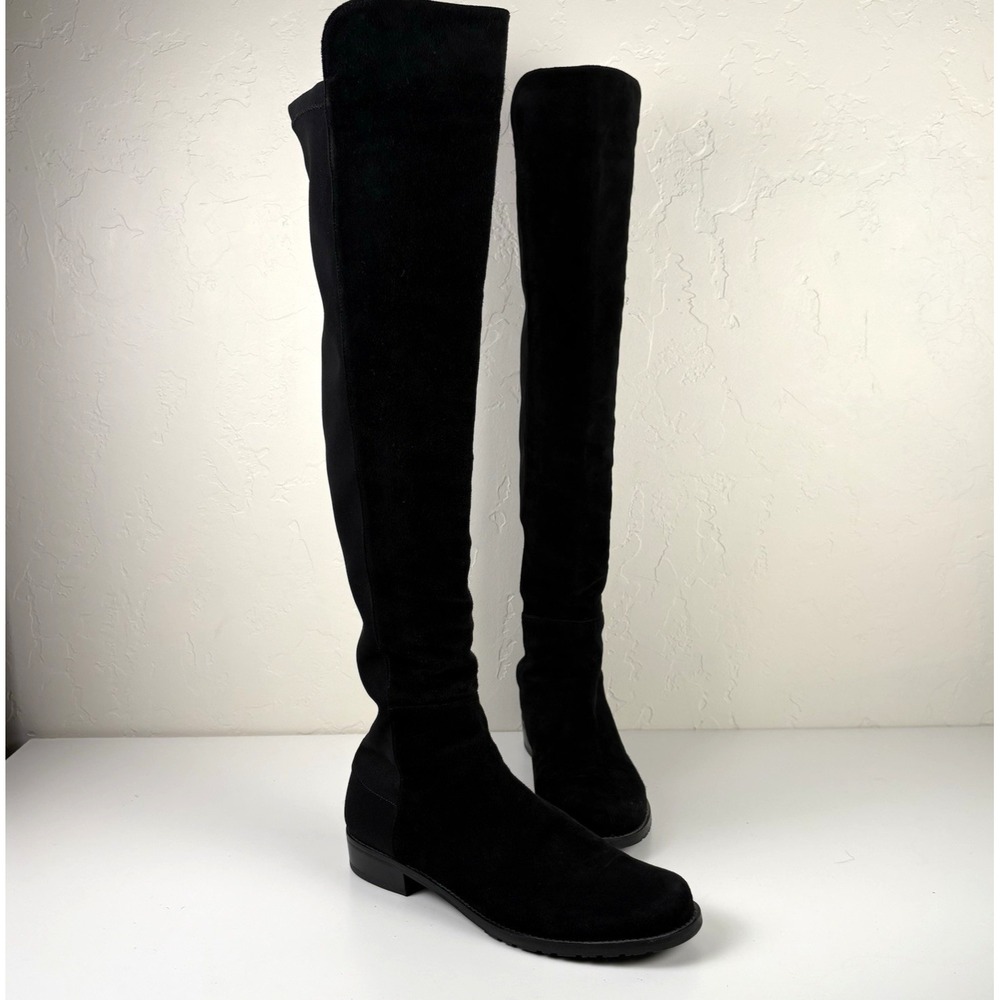 Stuart Weitzman 50/50 Over-the-Knee Boot Women's Size 7 1/2 Black Suede - Picture 6 of 12